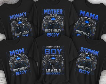 Personalized Matching Family Birthday Boy Gaming Shirts, Level 9 Unlocked Birthday Boy Shirt, Gamer Family Matching Tees, Birthday Crew