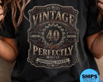 Vintage 40th Birthday Shirt, Aged 40 Perfectly Est 1986 Retro Birthday Gift Unisex, Classic Milestone Tee, 40th Gift For Him Her