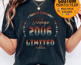 Vintage 2006 Shirt, 20th Birthday Legend Perfection Tee, Custom Color Born in 2006 Gift for Him or Her