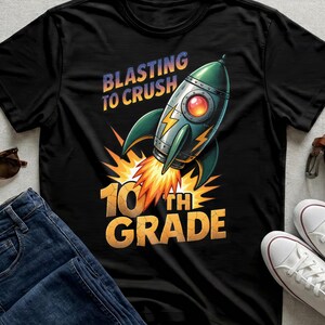 10th Grade Rocket Ship Tee, Back to School Sophomore Student Shirt, Science Class