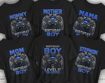 Personalized Matching Family Birthday Boy Gaming Shirts, Level 17 Unlocked Birthday Boy Shirt, Gamer Family Matching Tees, Birthday Crew