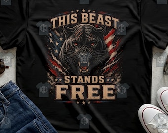 Black Panther Tee American Flag Distressed Patriotic Wildlife Beast Apparel