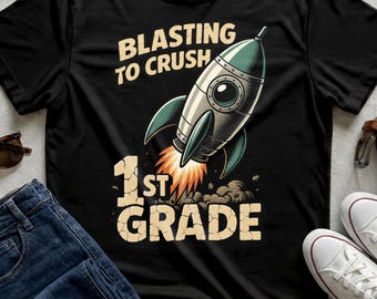 Space School-T-shirt, eerste klas Rocket Ship-cadeaushirt basisschool kinderen Back to Science
