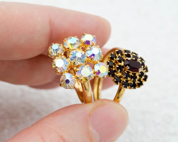 Vintage garnet pinky ring Adjustable ruby red cry… - image 11