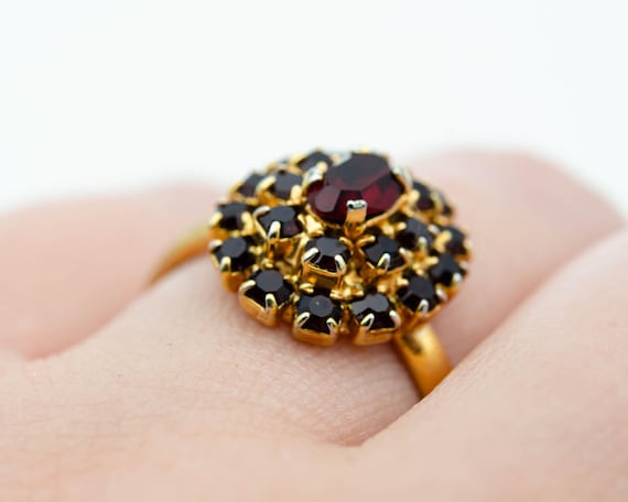 Vintage garnet pinky ring Adjustable ruby red cry… - image 2