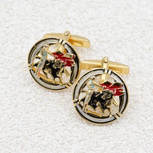 Vintage Spanish Damascene cufflinks Spanish dad gift Matador and bull cufflinks