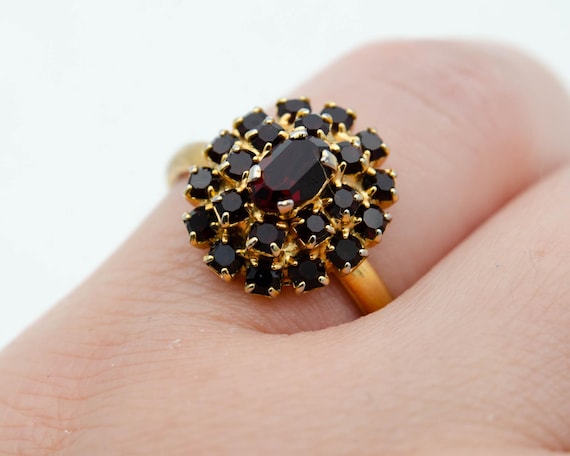 Vintage garnet pinky ring Adjustable ruby red cry… - image 1