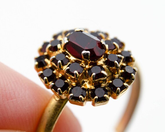 Vintage garnet pinky ring Adjustable ruby red cry… - image 6