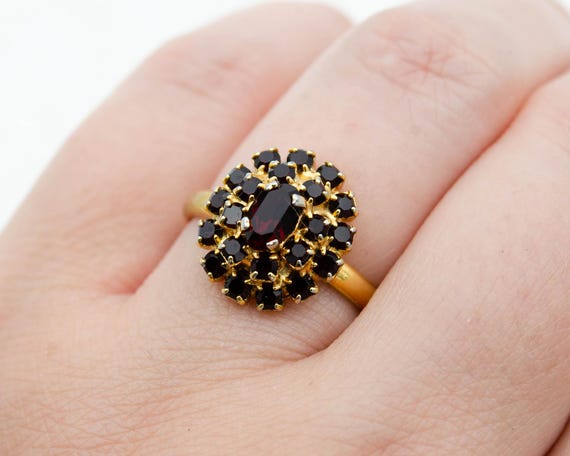 Vintage garnet pinky ring Adjustable ruby red cry… - image 3