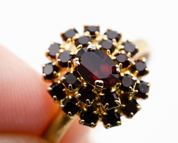 Vintage garnet pinky ring Adjustable ruby red cry… - image 5