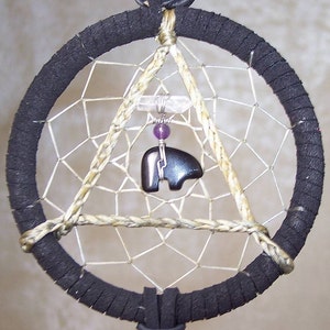 SERENITY BEAR 3 Inch Dreamcatcher in Black and Purple by Feathered Dreams image 1