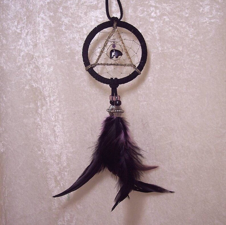 SERENITY BEAR 3 Inch Dreamcatcher in Black and Purple by Feathered Dreams image 2