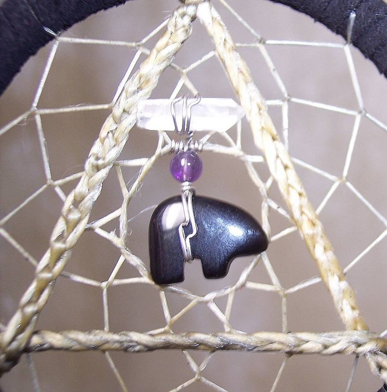 SERENITY BEAR 3 Inch Dreamcatcher in Black and Purple by Feathered Dreams image 3