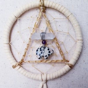 SERENITY BEAR 3 Inch Dreamcatcher in Cream and Purple by Feathered Dreams image 1