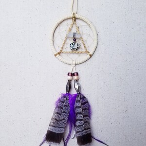 SERENITY BEAR 3 Inch Dreamcatcher in Cream and Purple by Feathered Dreams image 2