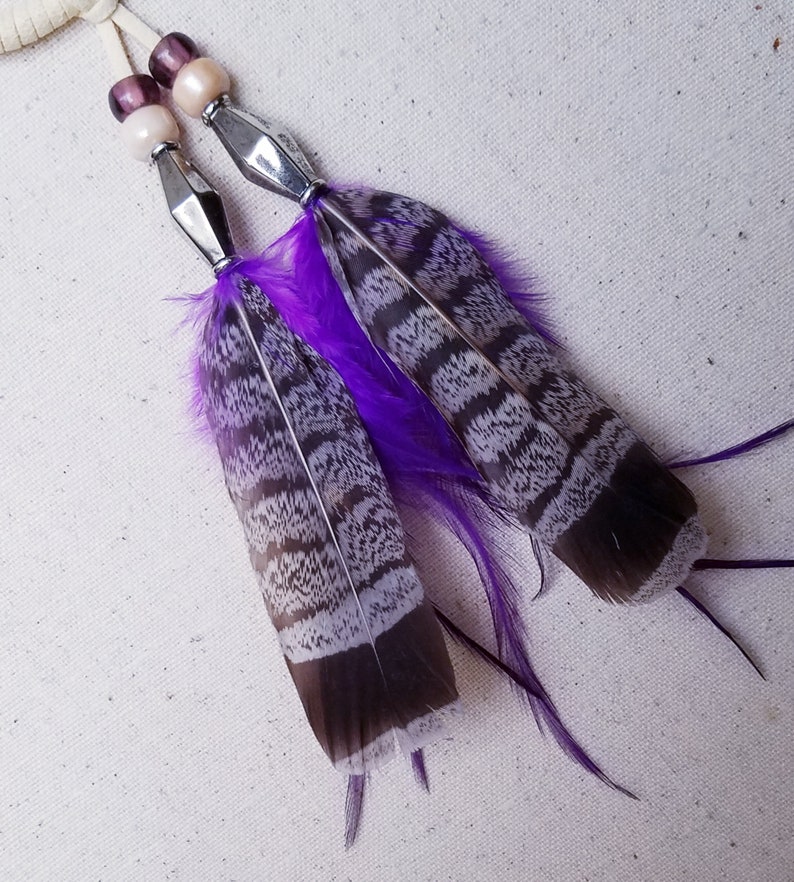 SERENITY BEAR 3 Inch Dreamcatcher in Cream and Purple by Feathered Dreams image 3
