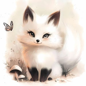 Arctic Fox Clipart & Winter Scene Bundle – White Fox Watercolor, Transparent Backgrounds, Snowy Scenes for Stickers, Cards, Scrapbooking