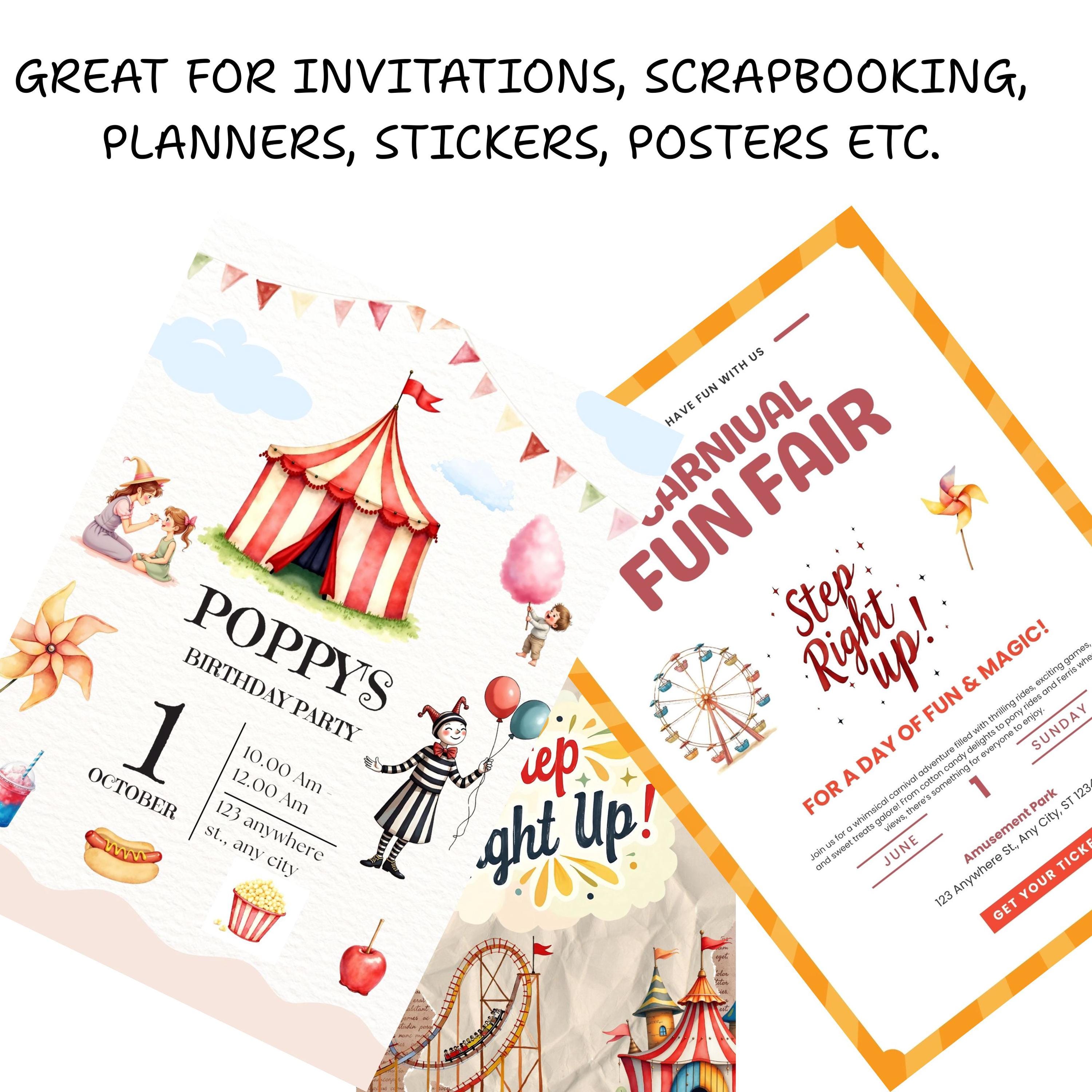 Watercolor Carnival Clipart: Fun Fair Graphics (PNG Digital Download ...