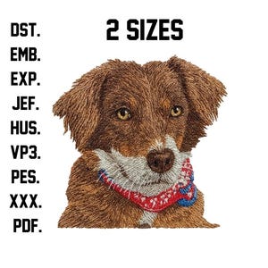 Motif de broderie de chien : portrait d&#39;animal de compagnie personnalisé (téléchargement numérique, plusieurs tailles et formats)