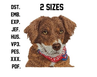 Dog Embroidery Design: Custom Pet Portrait (Digital Download, Multiple Sizes & Formats)