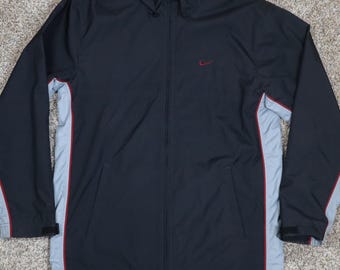 Vintage Nike 72 Trainingsjacke Herren Kleine Schwarz Full Zip Windbreaker Warm Up Y2K