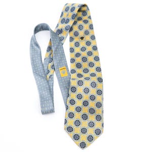Versace Silk Tie Medusa Geometric Gold Blue Made Italy Vintage Luxury image 2