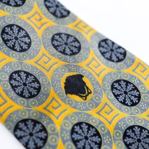 Versace Silk Tie Medusa Geometric Gold Blue Made Italy Vintage Luxury image 8