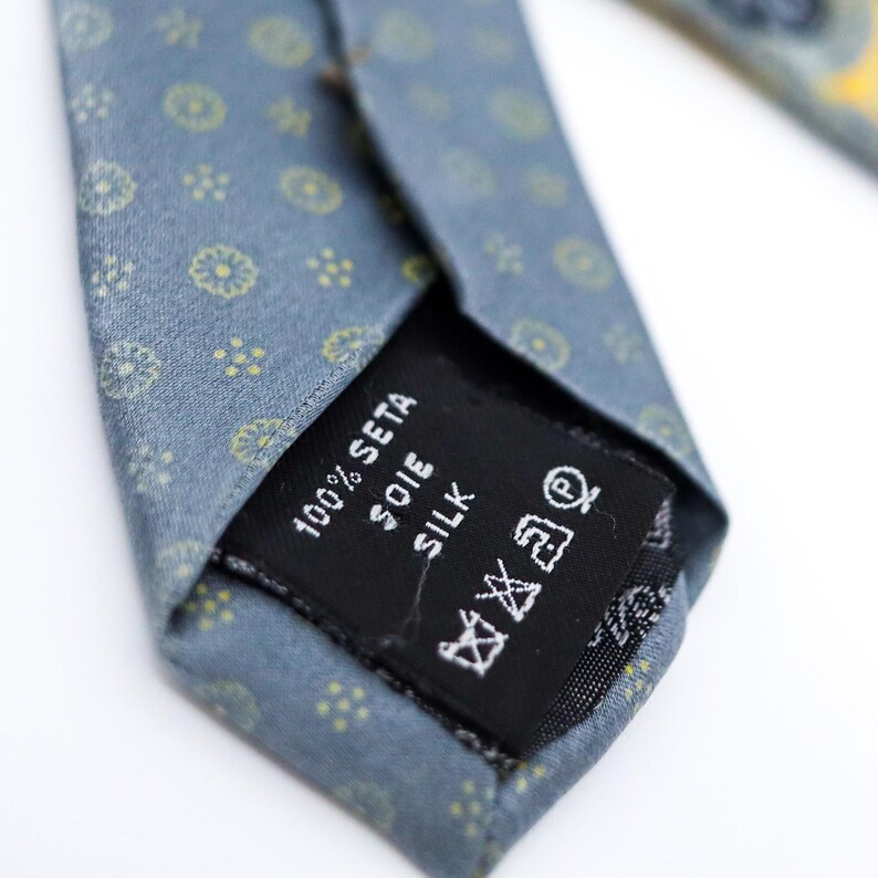 Versace Silk Tie Medusa Geometric Gold Blue Made Italy Vintage Luxury image 5