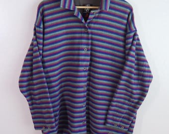 Vintage Nike ACG Striped Fleece Button Up Flannel Damen's L 90er Jahre Twisted Gorpcore