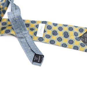 Versace Silk Tie Medusa Geometric Gold Blue Made Italy Vintage Luxury image 6