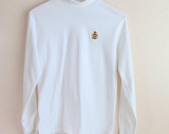 Vintage Polo Ralph Lauren Turtleneck Long Sleeve Shirt Crest Made USA L White