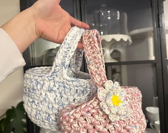 Crocheted cotton basket