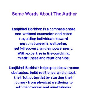 Puede incluir: Texto sobre Lanjikhel Barkhan, un consejero motivacional compasivo que ayuda a las personas a superar obst&aacute;culos, desarrollar resiliencia y liberar su m&aacute;ximo potencial. El texto destaca su experiencia en coaching de vida, mindfulness y relaciones.