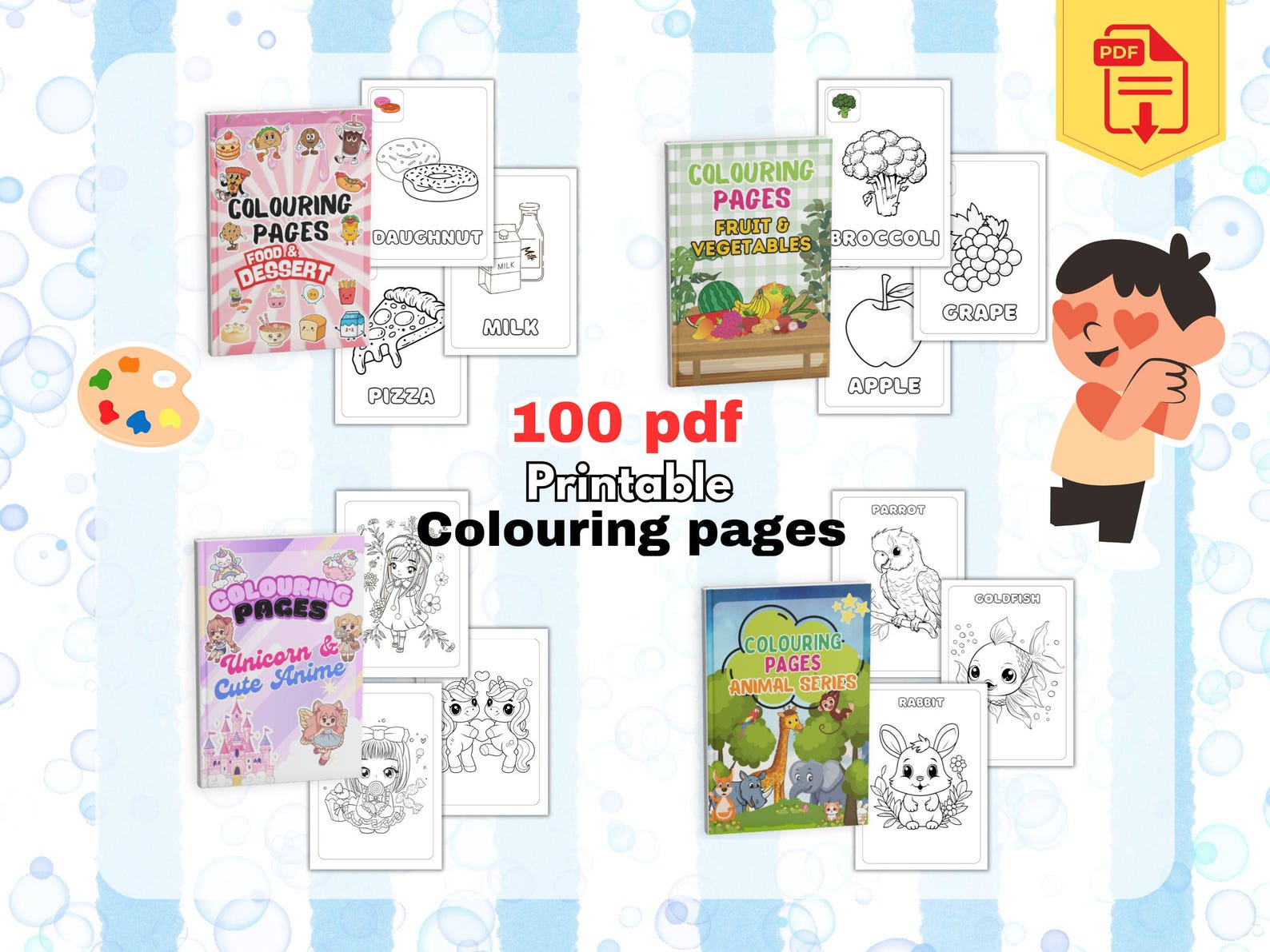 100 Colouring Pages for Kids Toddlers Kindergarten | Animal Colouring ...