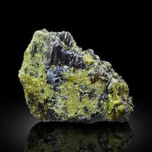 Andradite Crystals with Diopside And Green Vesuvianite Specimen 36g from Afghanistan | Natural Mineral Display, Rare Afghan Gemstone,