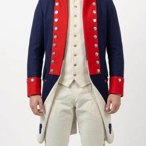 18th Century George Washington Style Revolutionary War Officer Uniform - Continental Army 1776 Historical Reenactment Suit