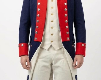 18th Century George Washington Style Revolutionary War Officer Uniform - Continental Army 1776 Historical Reenactment Suit