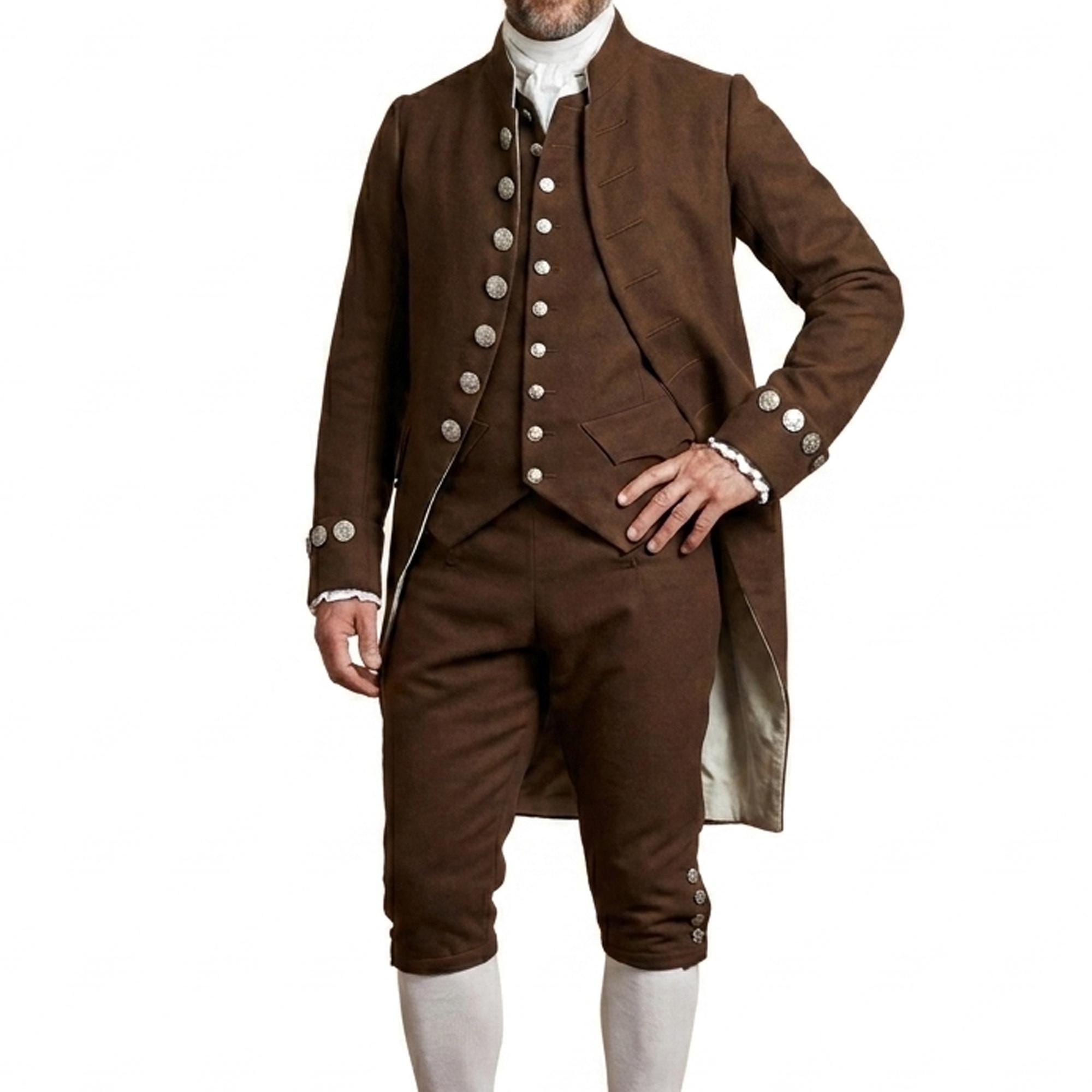 Men's 18th Century Colonial Suit - Historical Frock Coat, Vest, and ...