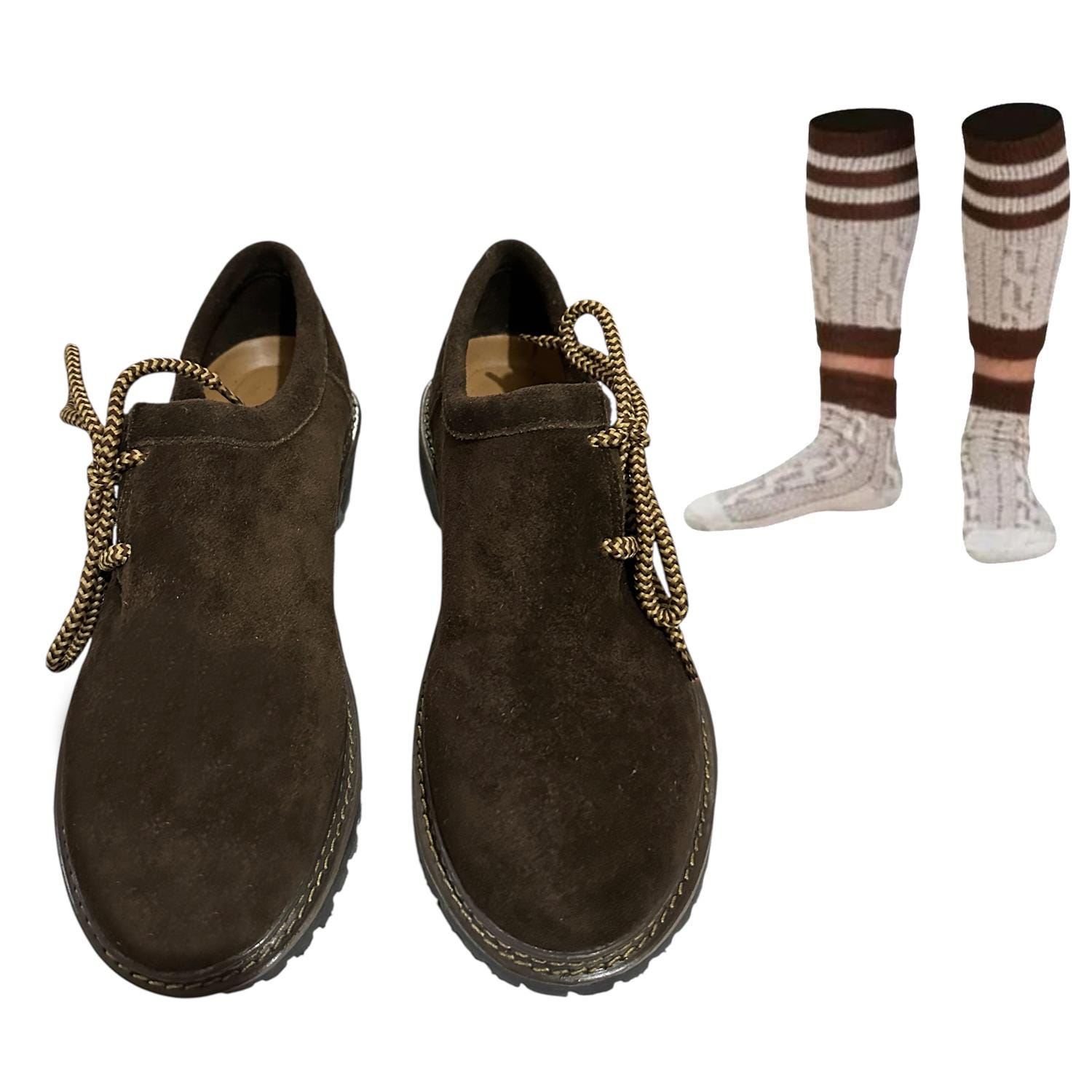 Suede Men’s Oktoberfest Shoes Golden Brown Traditional Bavarian Leather Shoes Trachten Lederhosen Shoes Light Brown Original Leather  main image 4