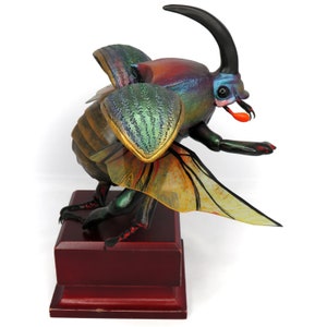 Flying Rainbow Scarab Beetle Gourd Art Sculpture