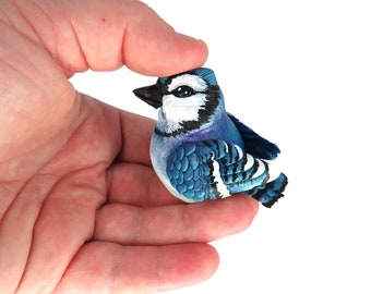 Mini Gourd Songbird #55- Bluejay art sculpture