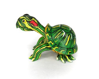 Miniature Gourd Turtle #M18-14, red-ear slider