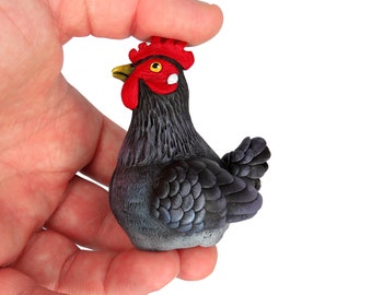 Mini Gourd Chicken #47 - Purple tinted black hen