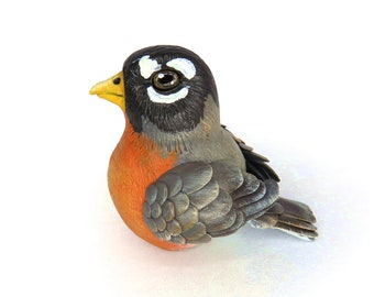 Mini Gourd songbird art sculpture #43 - Robin