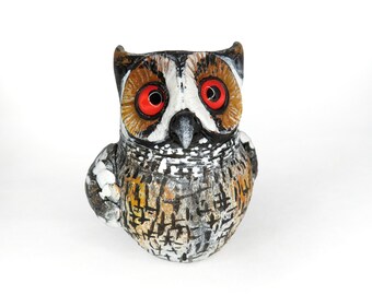 Mini gourd owl sculpture #32 - Long eared owl