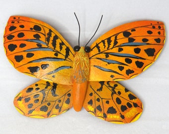 Gourd Carved butterfly #73- Orange "Variegated Fritillary"