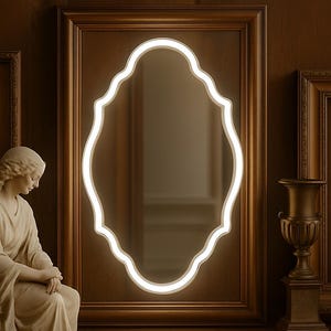 Gothic Mirror Neon Sign: Spooky Bedroom Salon Wall Decor