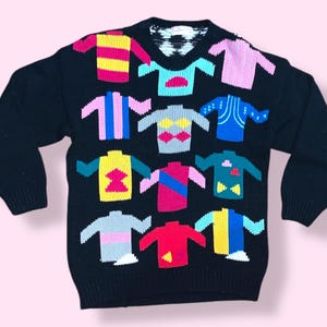 Men&#39;s/Women&#39;s 80&#39;s Vintage Colorful/Checkered Oversized Chunky Knit &quot;Sweater&quot; Sweater