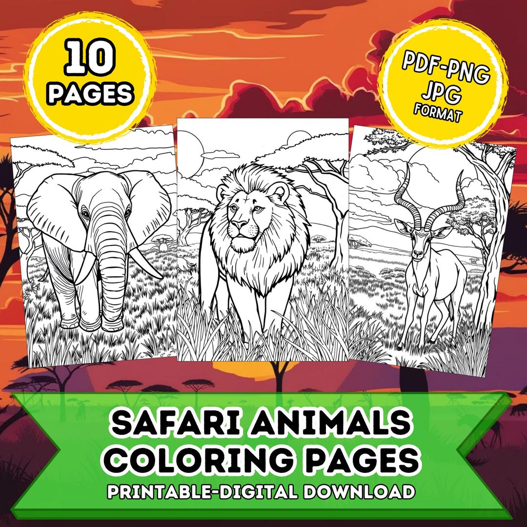 African Animals Coloring Pages Printable Wildlife Safari Activity ...