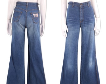 Le ragazze Svasato jeans vintage 1960s non utilizzati per bambini età 4 Hippie Slacks Pantaloni 